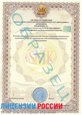 Образец сертификата соответствия (приложение) Ступино Сертификат ISO 13485
